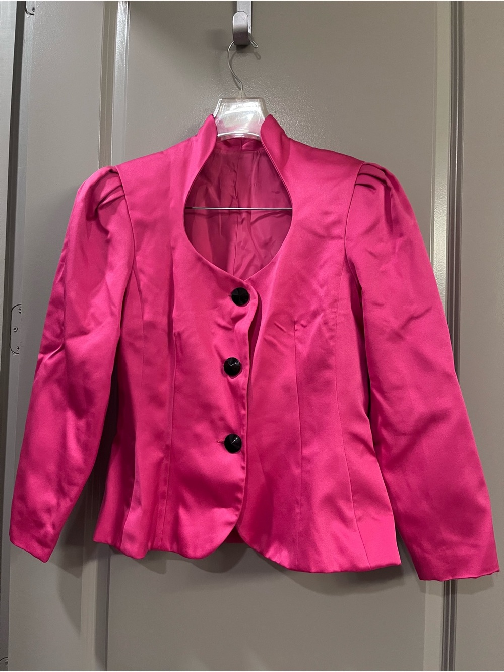 Vintage Hot Pink Satin Button Blazer